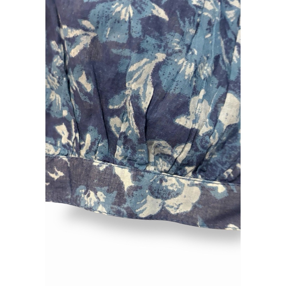 We The Free Blue Floral Peasant Top Medium Oversized Boho Button Front Stitching - Picture 6 of 16
